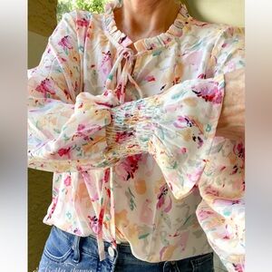 Elegant Floral Print Blouse with Ruffle Details